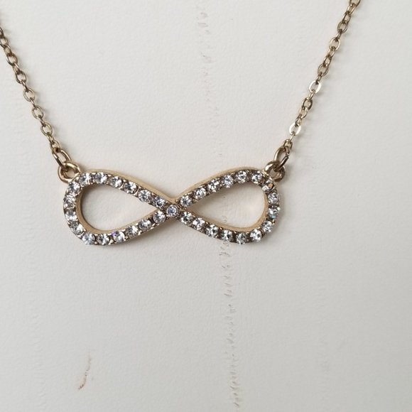 Infinite & Cross Layered Necklace Gold Tone - Picture 4 of 12